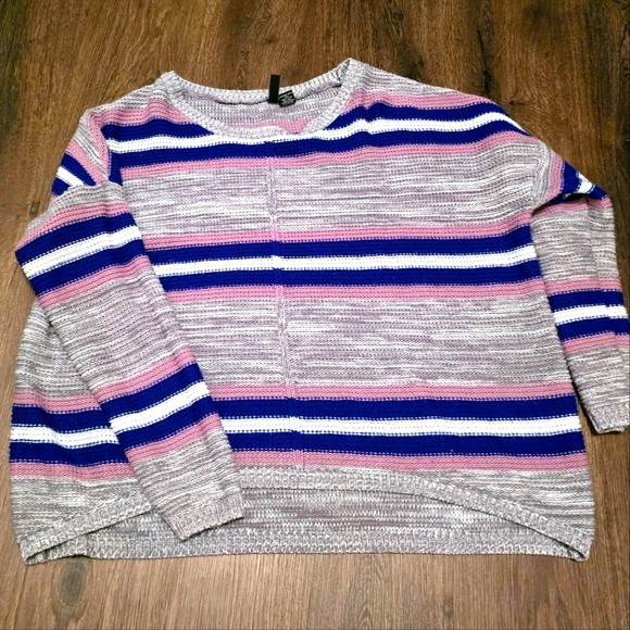🔥 Free For All Dolman Sleeve Stripe Knit Sweater - Picture 1 of 3